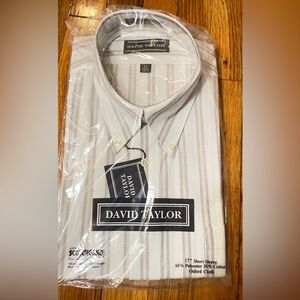 David Taylor Men's Button Down Shirt - White and Gray Stripes